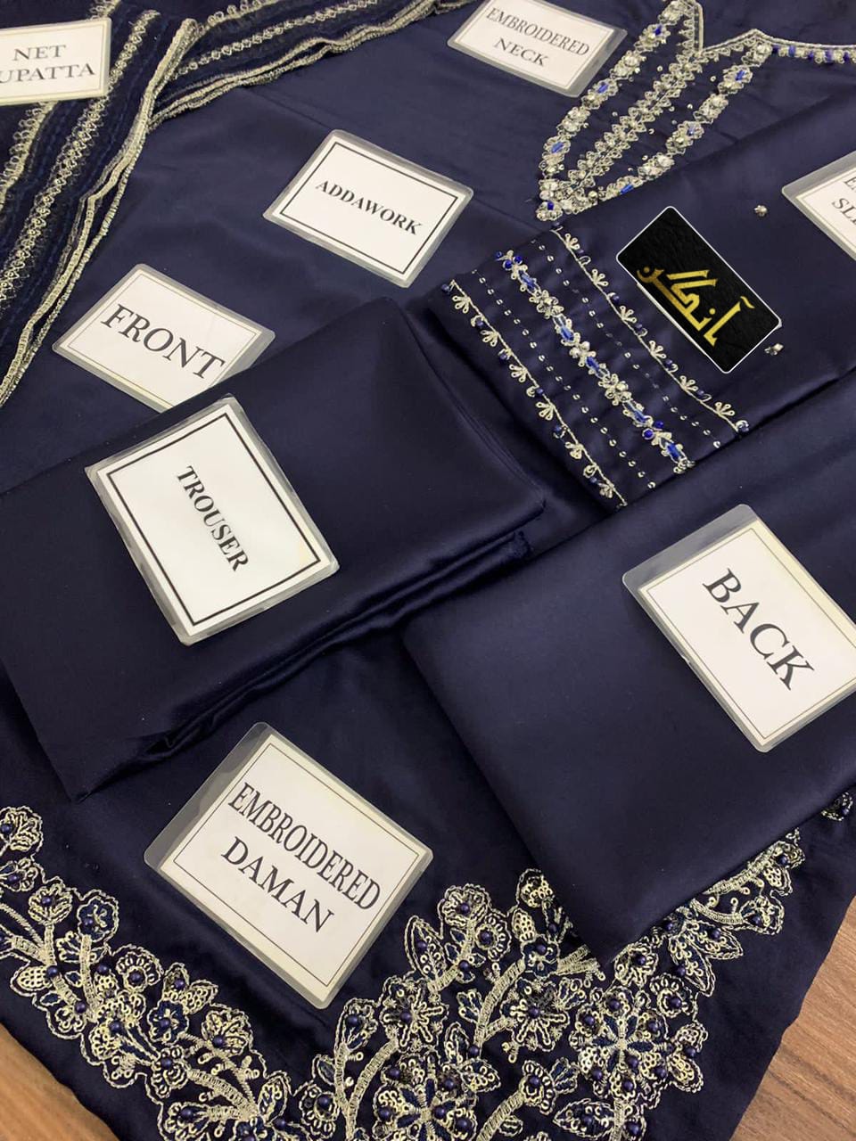 IZNIK Shamooz silk Embroidered hand Embellished  Suit
