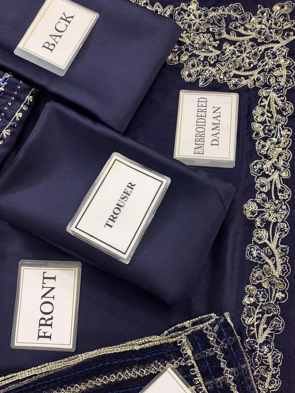 IZNIK Shamooz silk Embroidered hand Embellished  Suit