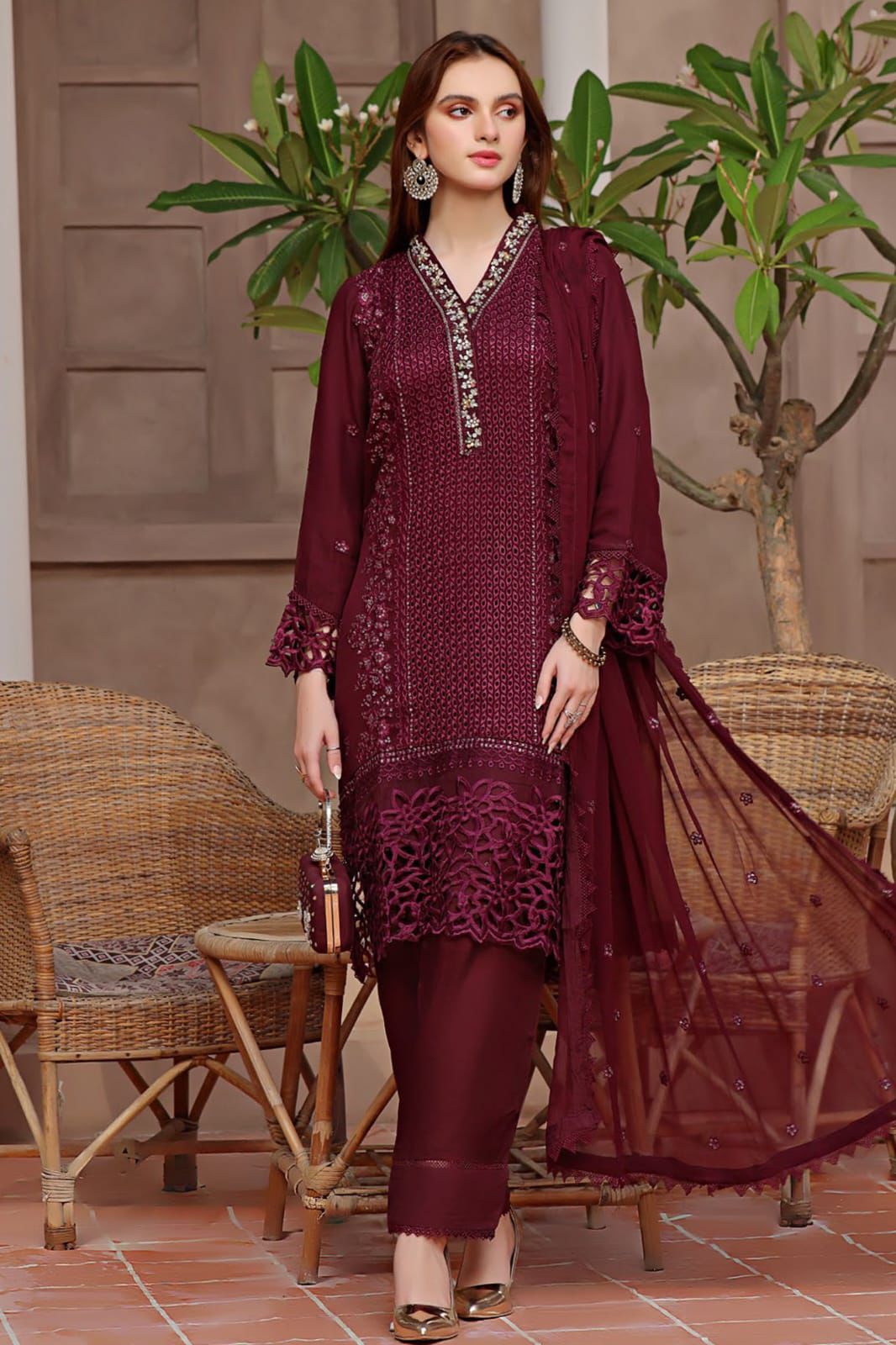 HAZEL Chiffion sequence embroidered luxury Suit