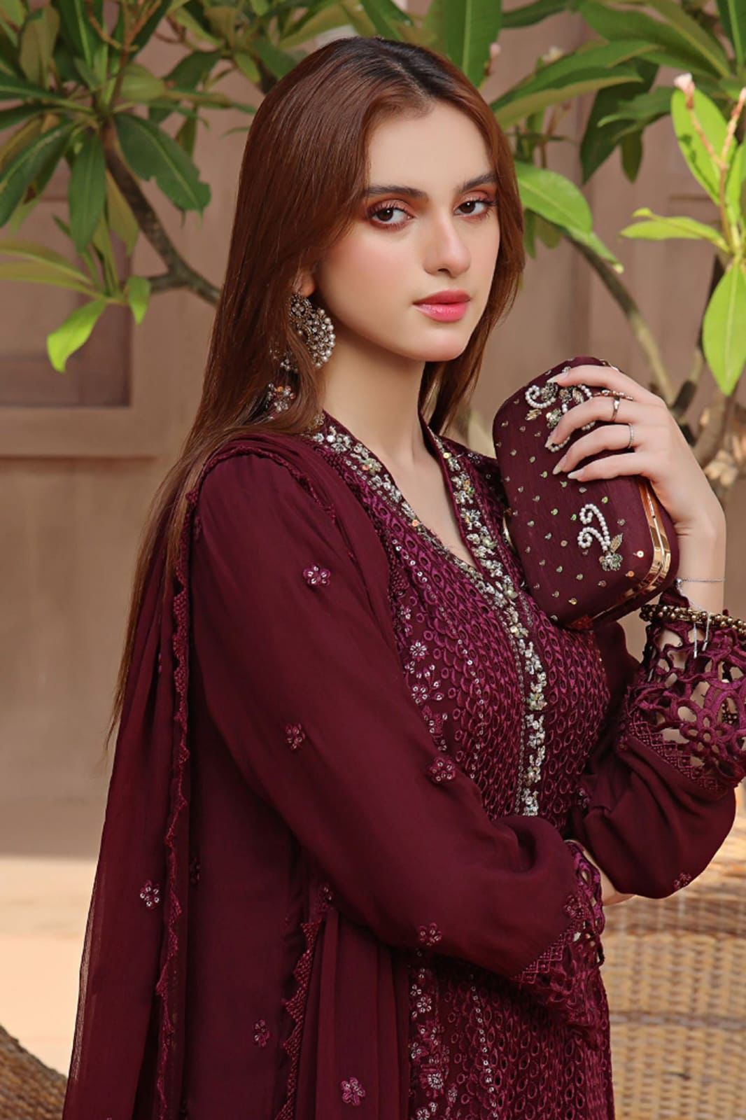 HAZEL Chiffion sequence embroidered luxury Suit
