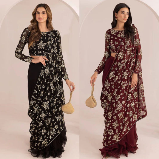 JAZMIN SAREE CHIFFON EMBOROIDERED LUXURY COLLECTION