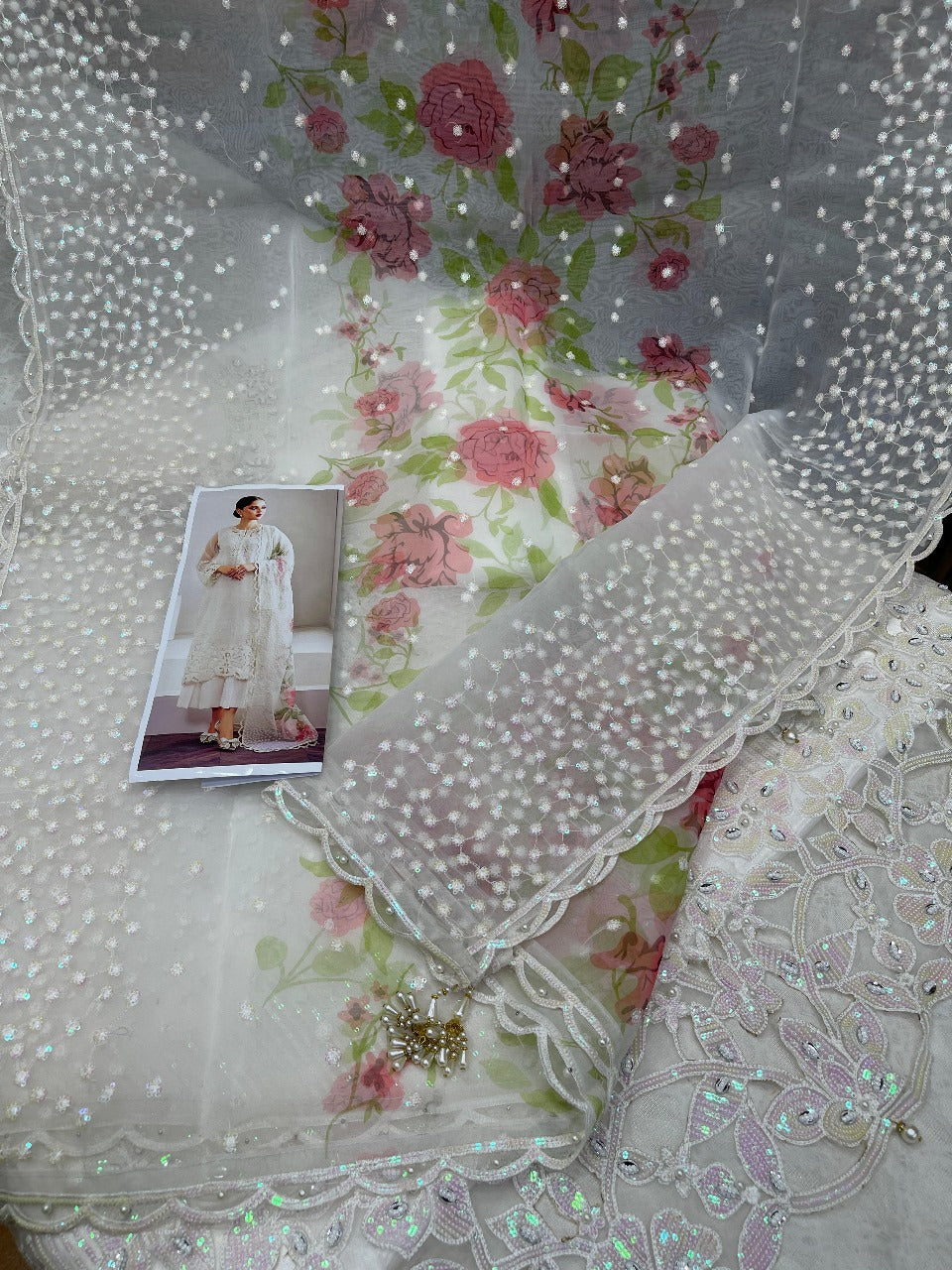 BAROQUE ORGANZA EMBROIDERED SUIT