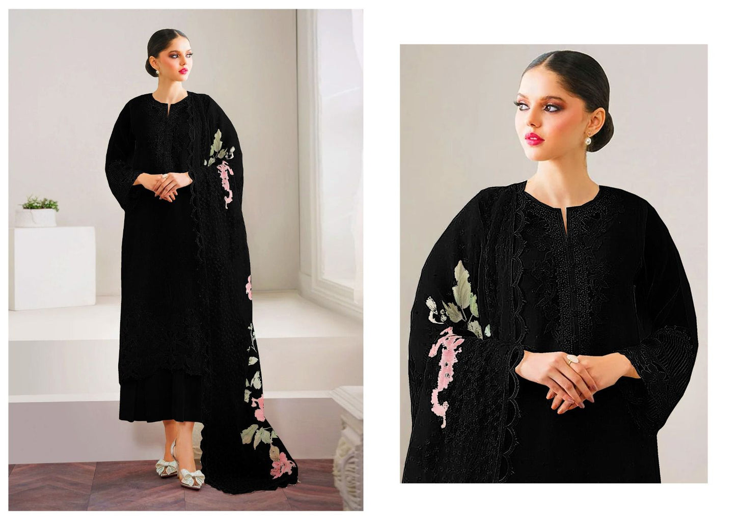 BAROQUE ORGANZA EMBROIDERED SUIT