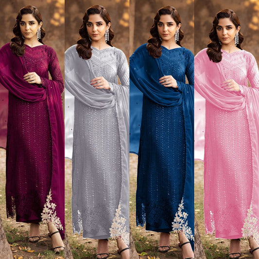 AZURE chiffon embroidered sequence luxury unstitched