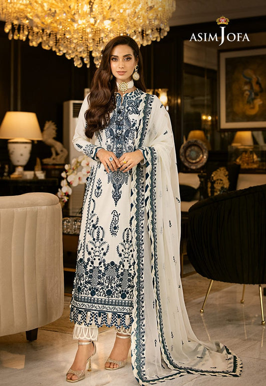 ASIM JOFA chiffon embroidered sequence unstitched 3pc
