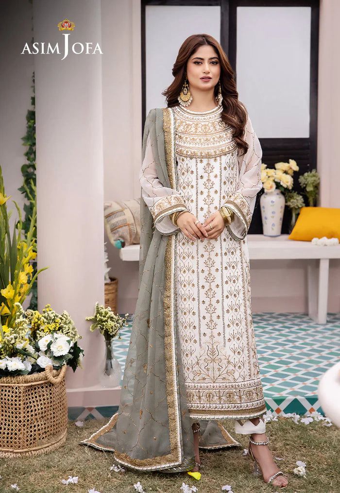 ASIM JOFA chiffon embroidered sequence luxury unstitched suit