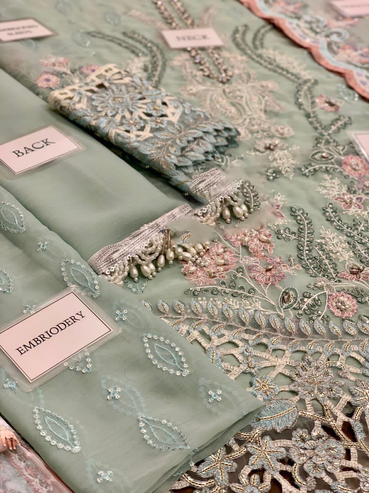 MARIA.B chiffon embroidered adda work hand embellished luxury unstitched suit