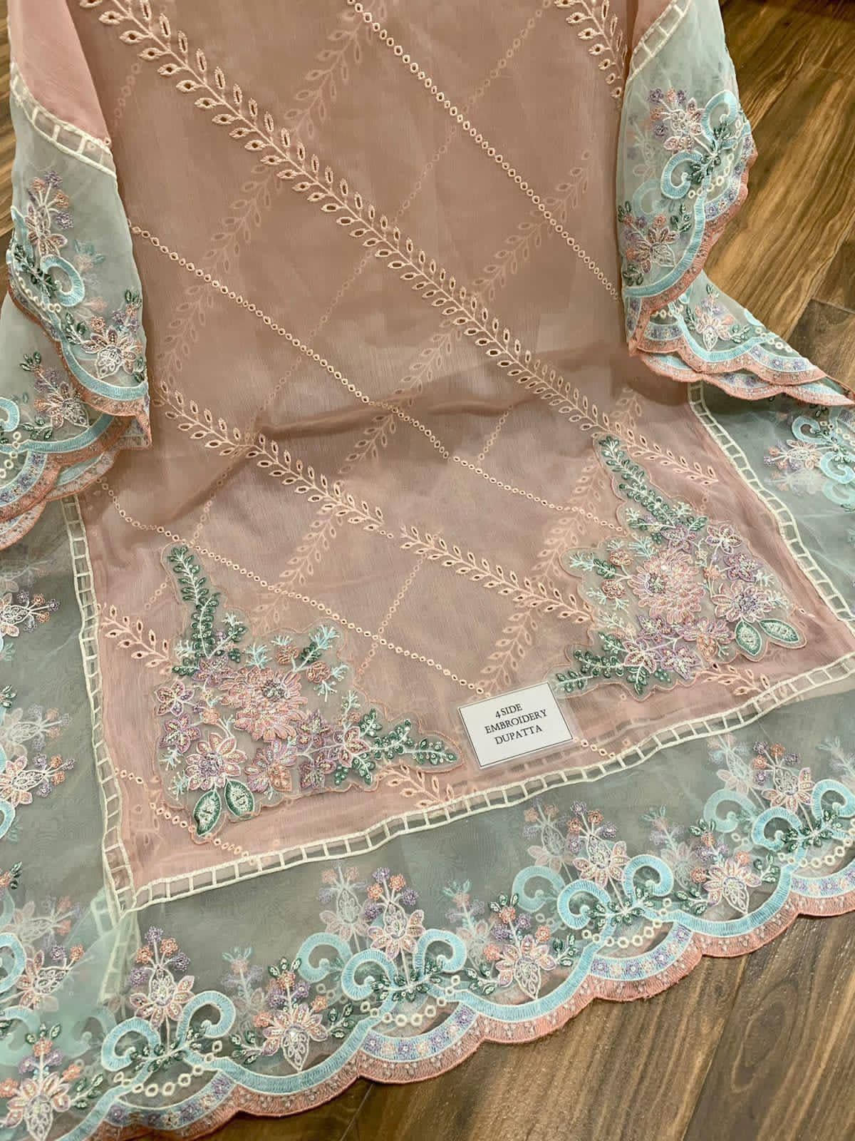 MARIA.B chiffon embroidered adda work hand embellished luxury unstitched suit
