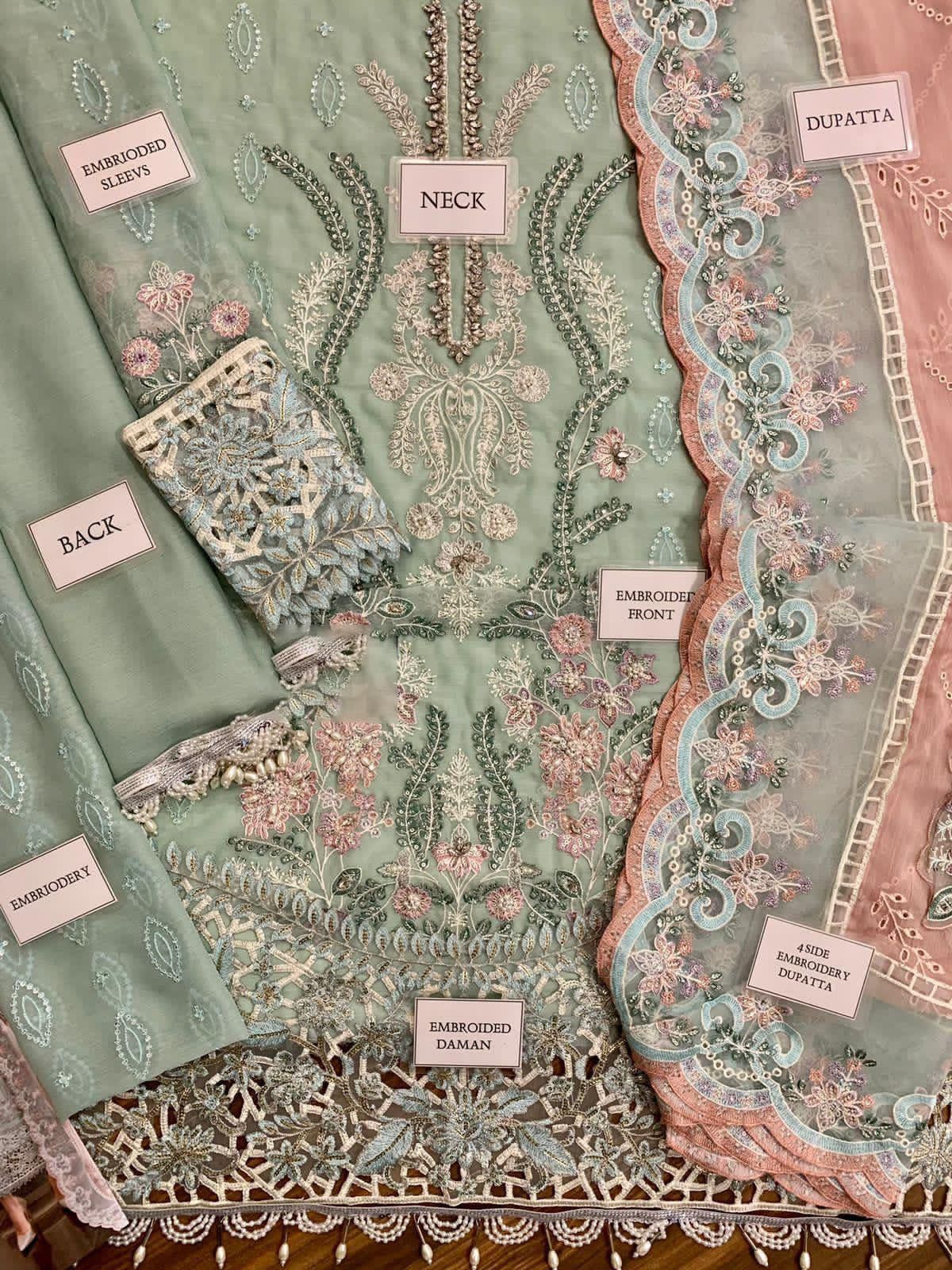 MARIA.B chiffon embroidered adda work hand embellished luxury unstitched suit