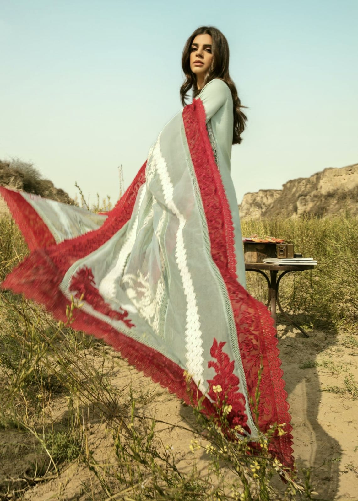 CRIMSON Chikankari Embriodered lawn cotton luxury Suit