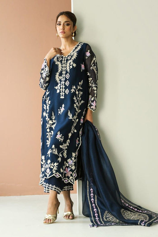 ZURI organza embroidered hand embellished luxury unstitched Suit