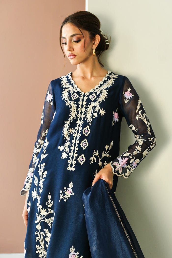 ZURI organza embroidered hand embellished luxury unstitched Suit