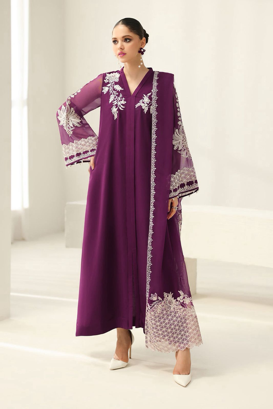 BAROQUE Chiffon embroidered unstitched Suit