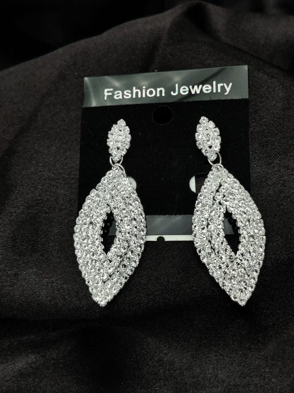 Diamond Cascade Design Earrings| Luxury Look Artificial Earrings | Girls Earrings | Women Earrings ( Silver )