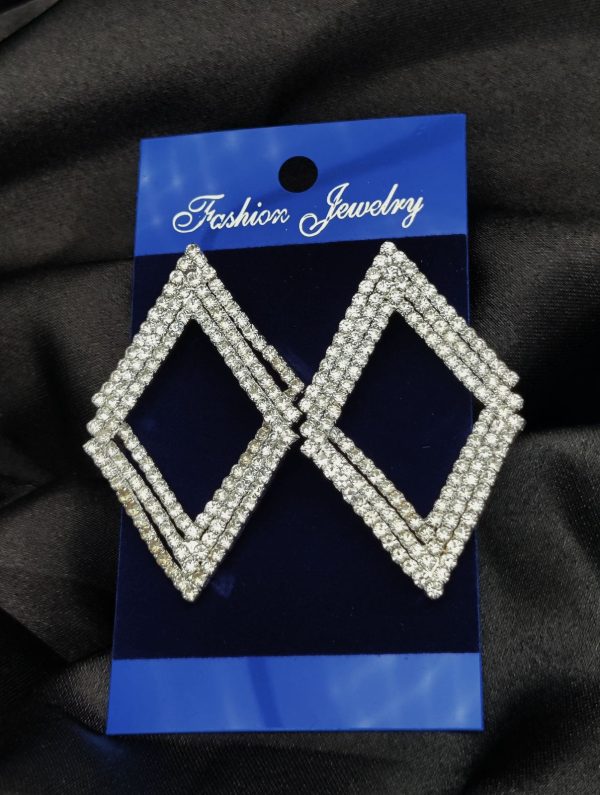 Diamond Cascade Design Earrings| Luxury Look Artificial Earrings | Girls Earrings | Women Earrings ( Silver )