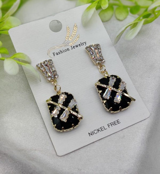 Imported Elegant Black Crystal Earrings With Sparkling Rhinestone Accents – Nickel-free| Girls Earrings | Women Earrings | Jewellery